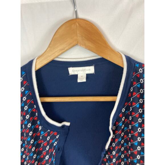 Charter Club Patterned Button Up Sweater Size Medium - Picture 2 of 6